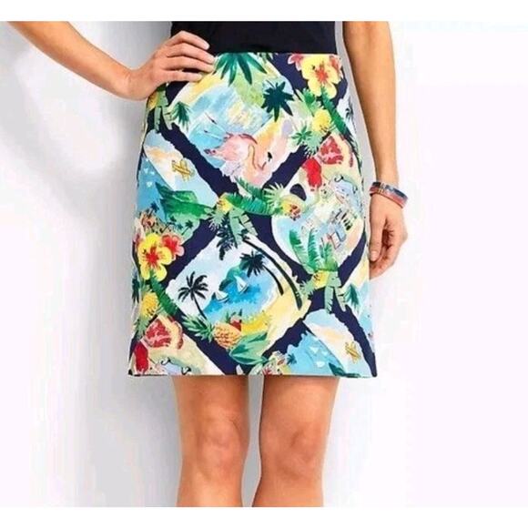 Talbots Dresses & Skirts - TALBOTS PENCIL SKIRT SIZE 6 TROPICAL COLORFUL BEACH FLAMINGO ART TO WEAR LINED